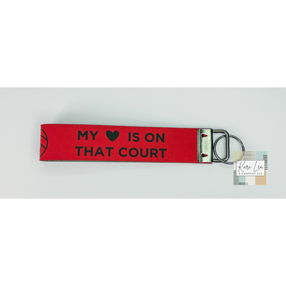 Leather Wristlet - Volleyball Mom (Red)|8343
