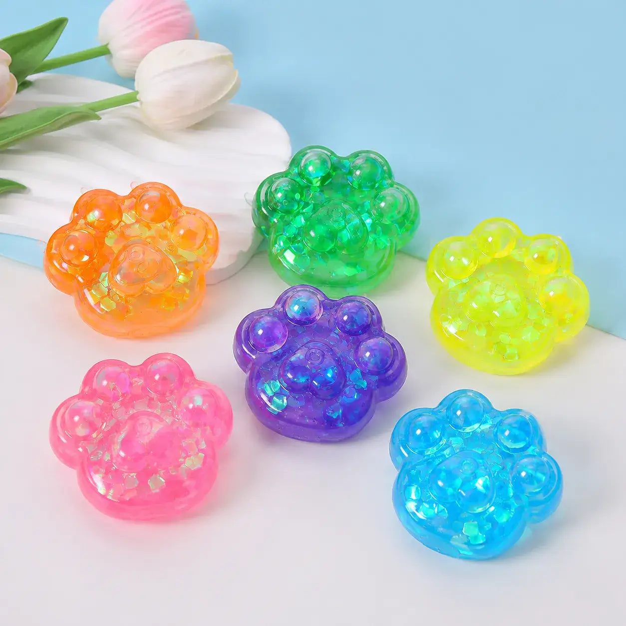 Glitter Cat Paw Slow Rising Squishy Stress Relief Toy