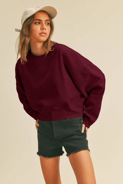 Blank Short Cropped Long Sleeve Sweatshirt