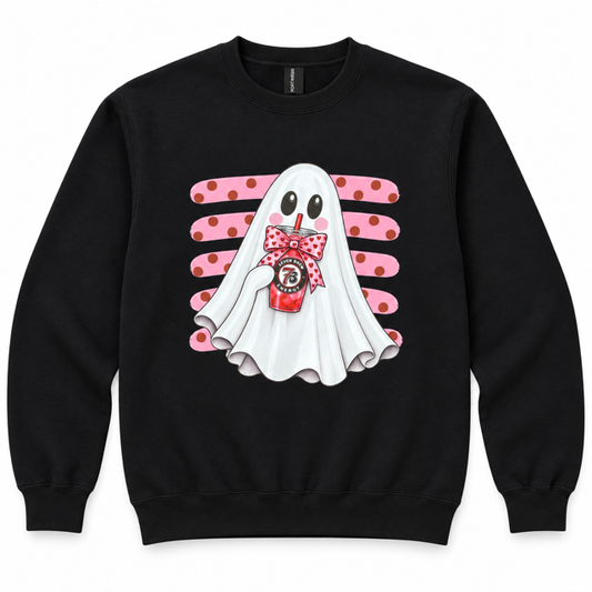 7 Brew Ghost Halloween Crewneck in Black