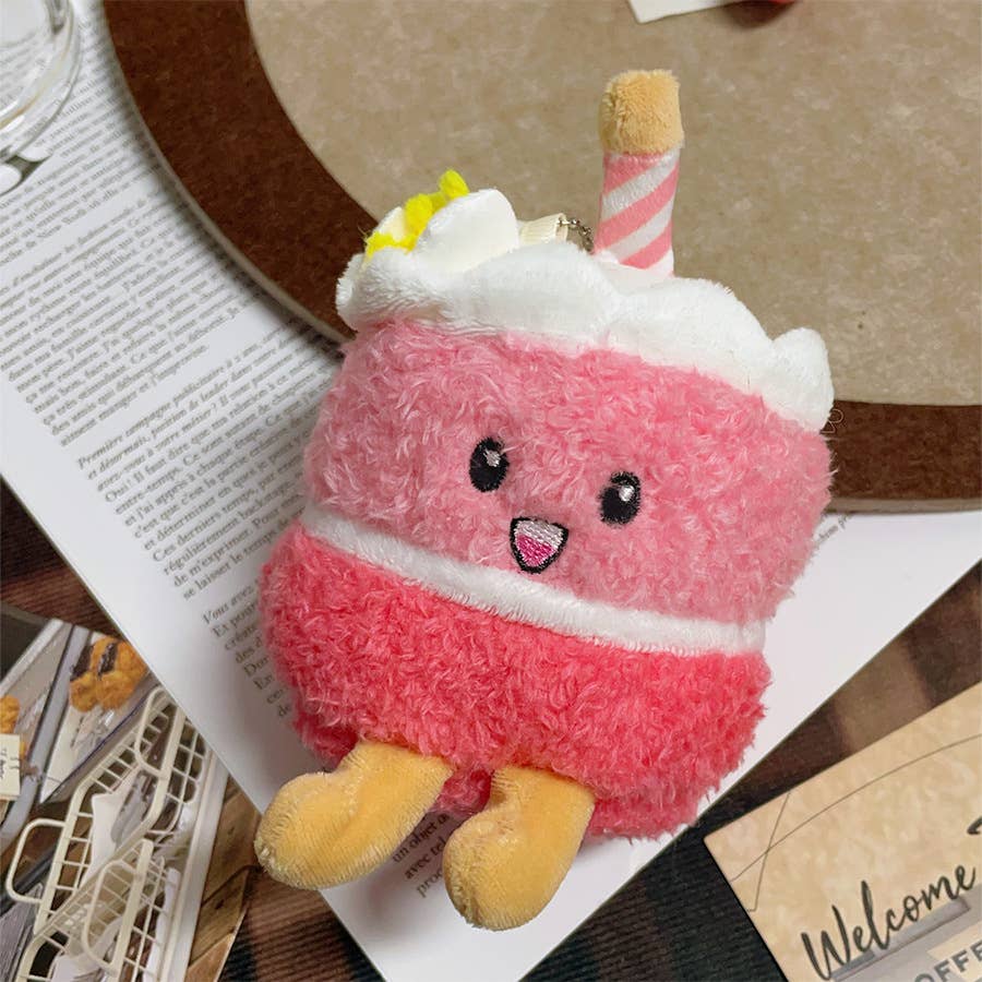 Creative birthday cake plush toy keychain charm gift
