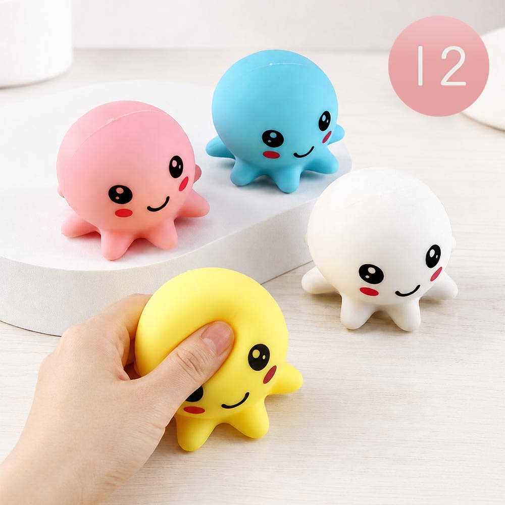 12PCS - Cute Octopus Squeeze Squishy Stress Relief Toy