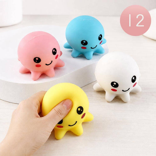 12PCS - Cute Octopus Squeeze Squishy Stress Relief Toy