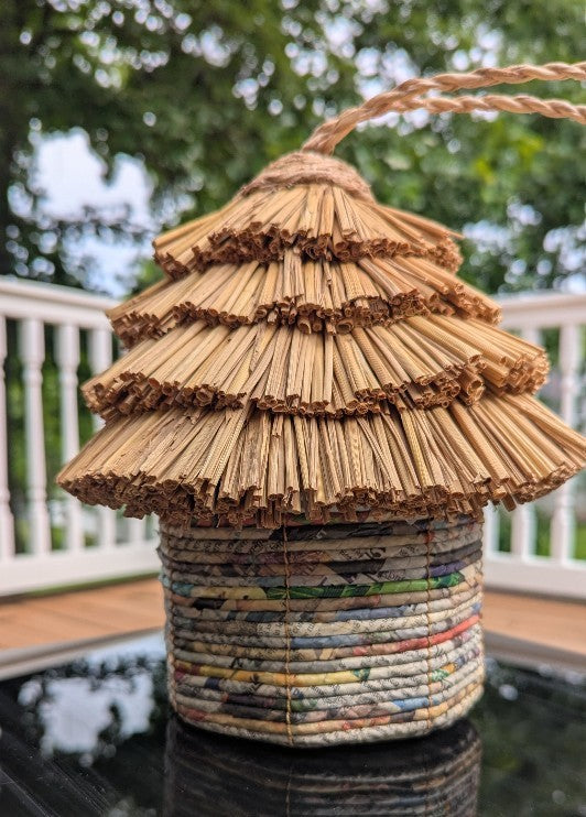 Rice Straw & Paper Hut Shaped Bird House|9225