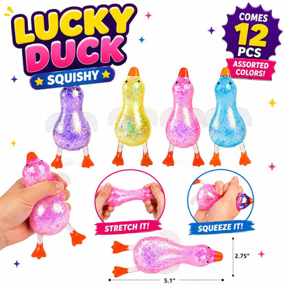 Lucky Duck Squishy – Glitter Stretchy Duck