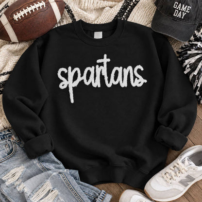 Spartans Fluffy Heat Press Patch | Script Mascot