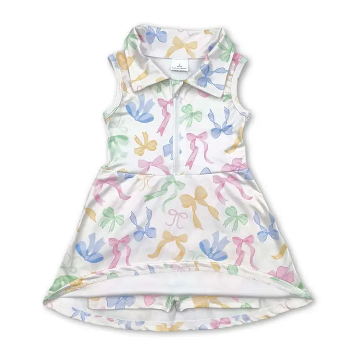 Colorful Bow Girls Athletic Dress