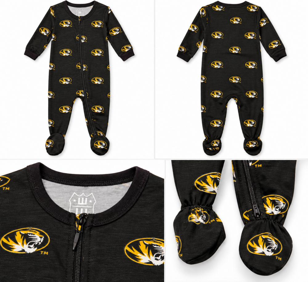 W&W MIZZOU LOGO FOOTIE ZIP SLEEPER|9508