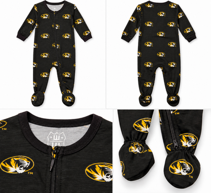 W&W MIZZOU LOGO FOOTIE ZIP SLEEPER|9508