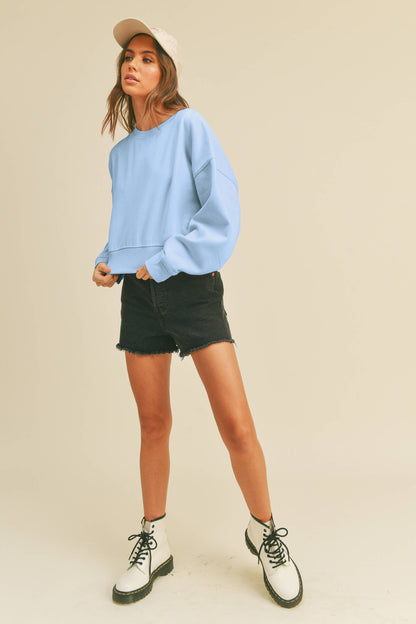 Blank Short Cropped Long Sleeve Sweatshirt