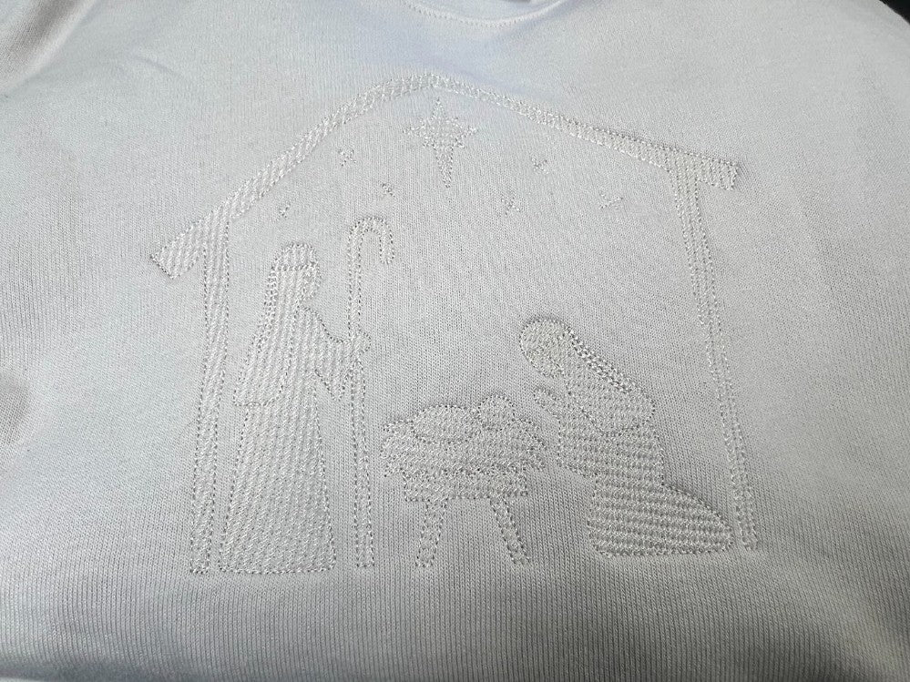 Nativity Sketch Embroidered Crewneck|8138