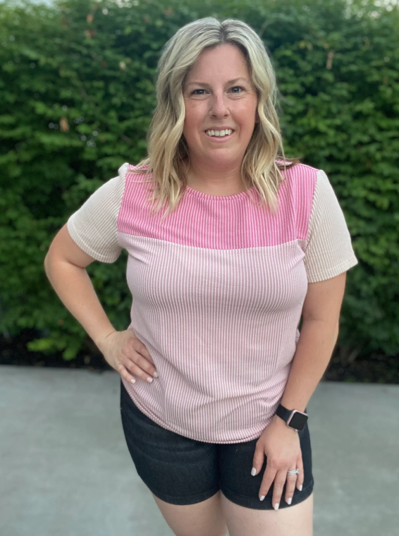 Pink Textured Block Shirt|8604