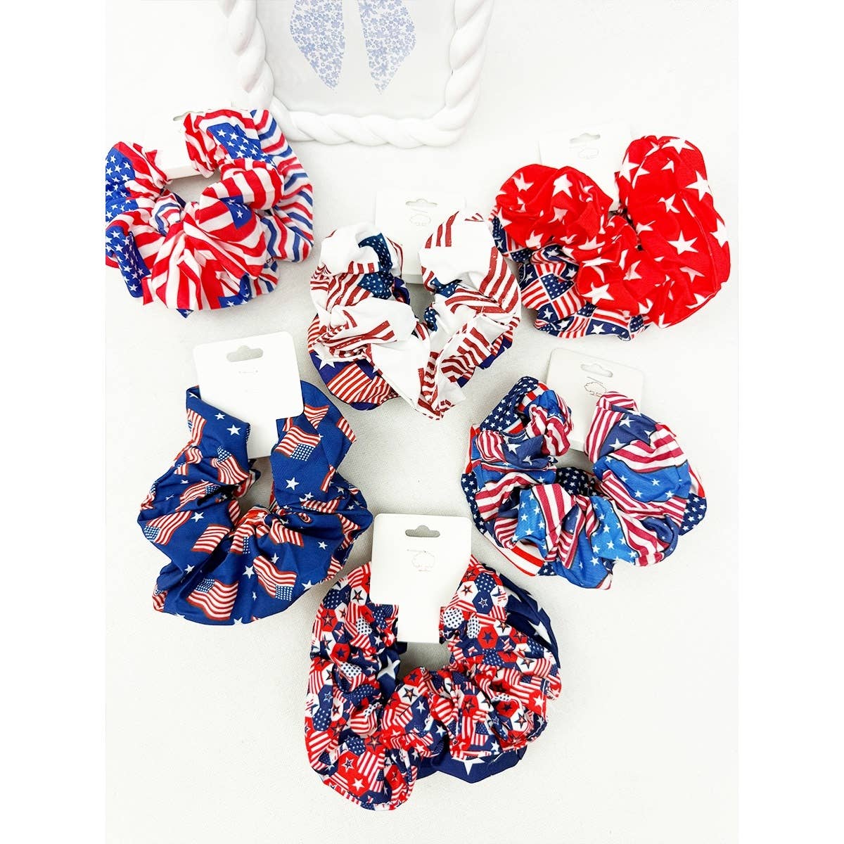 2pc Set American Flag Theme Hair Tie Set