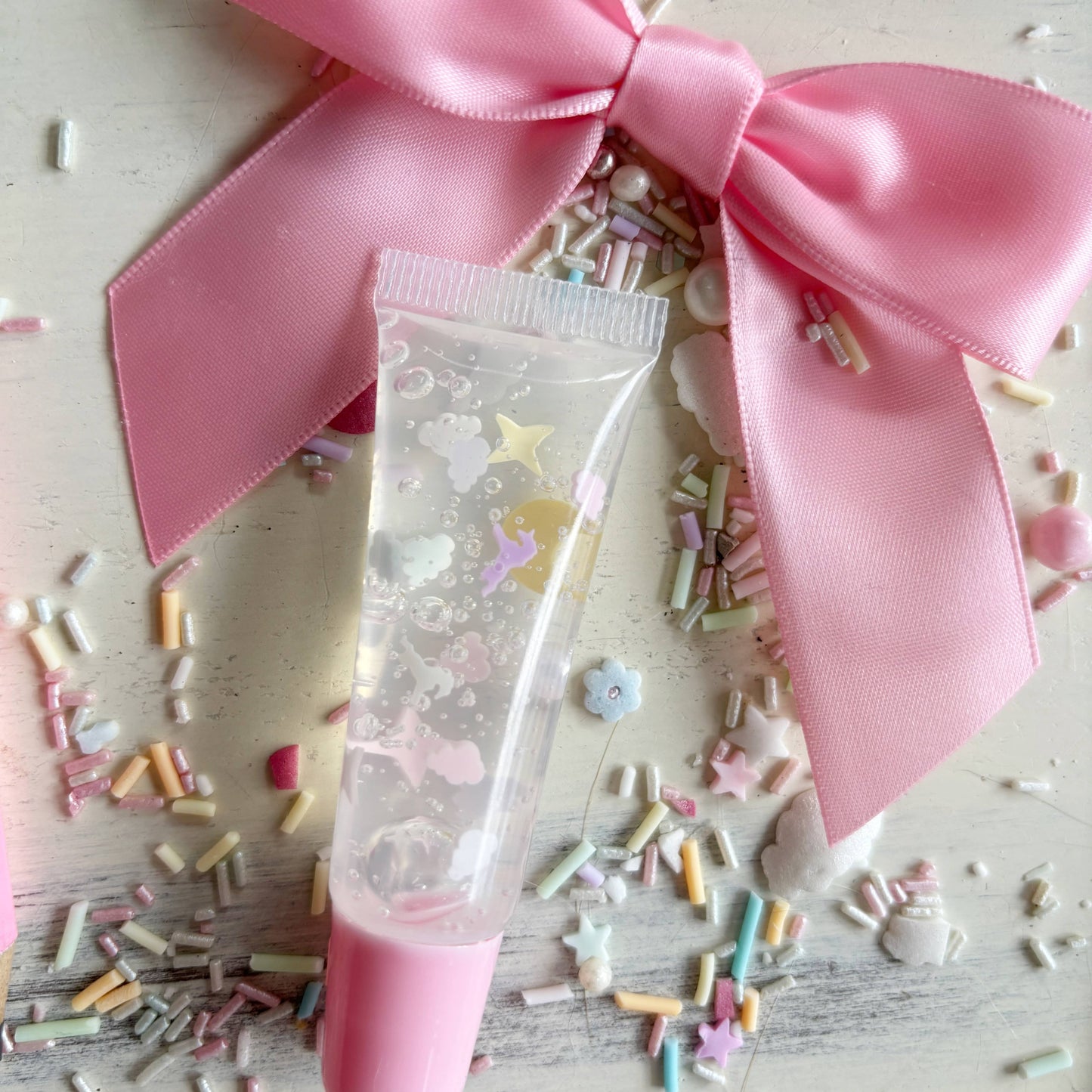 Unicorn and Stars Confetti Lip Gloss Tube