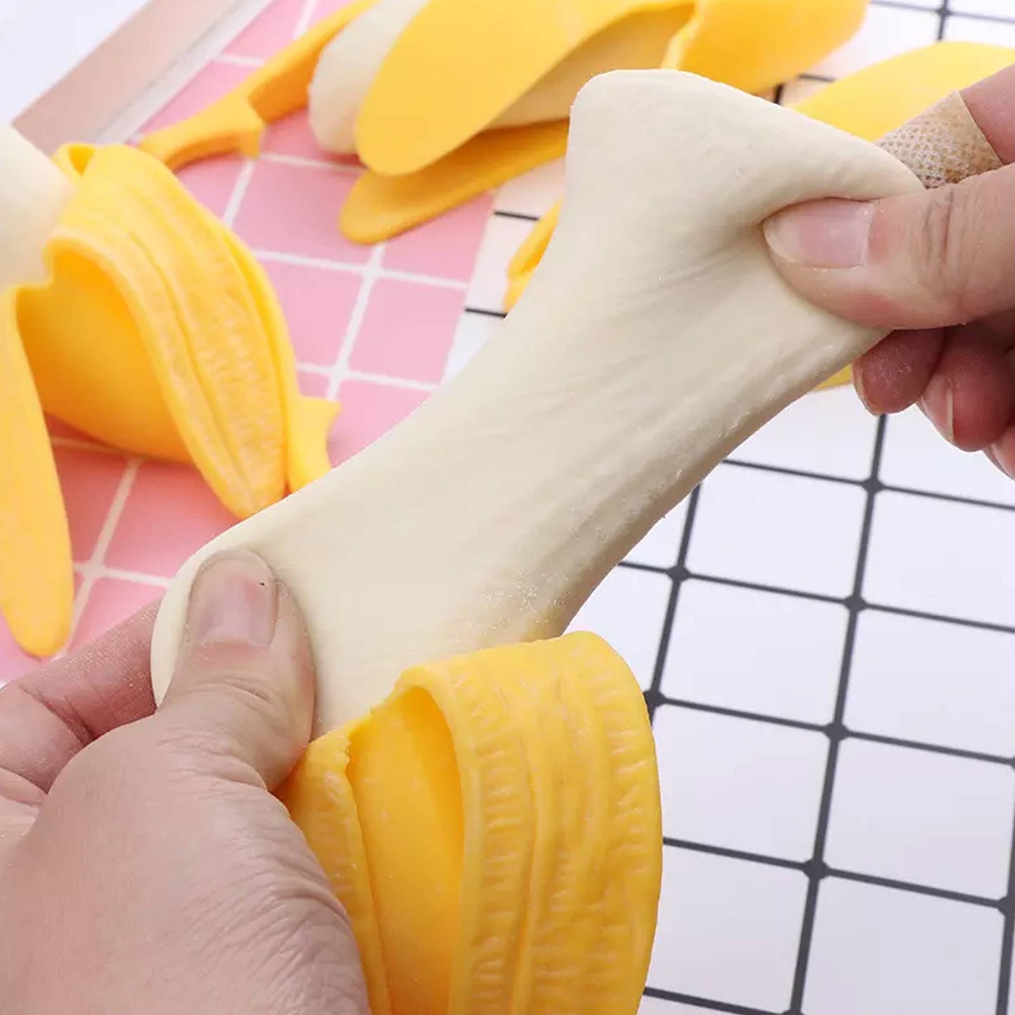 Banana Squishy Fidget Toy – Stretchy Stress Relief