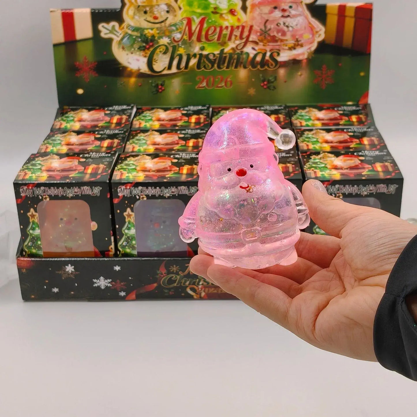 Glitter Christmas Squishy Toys Santa Snowman Tree Stress Relief
