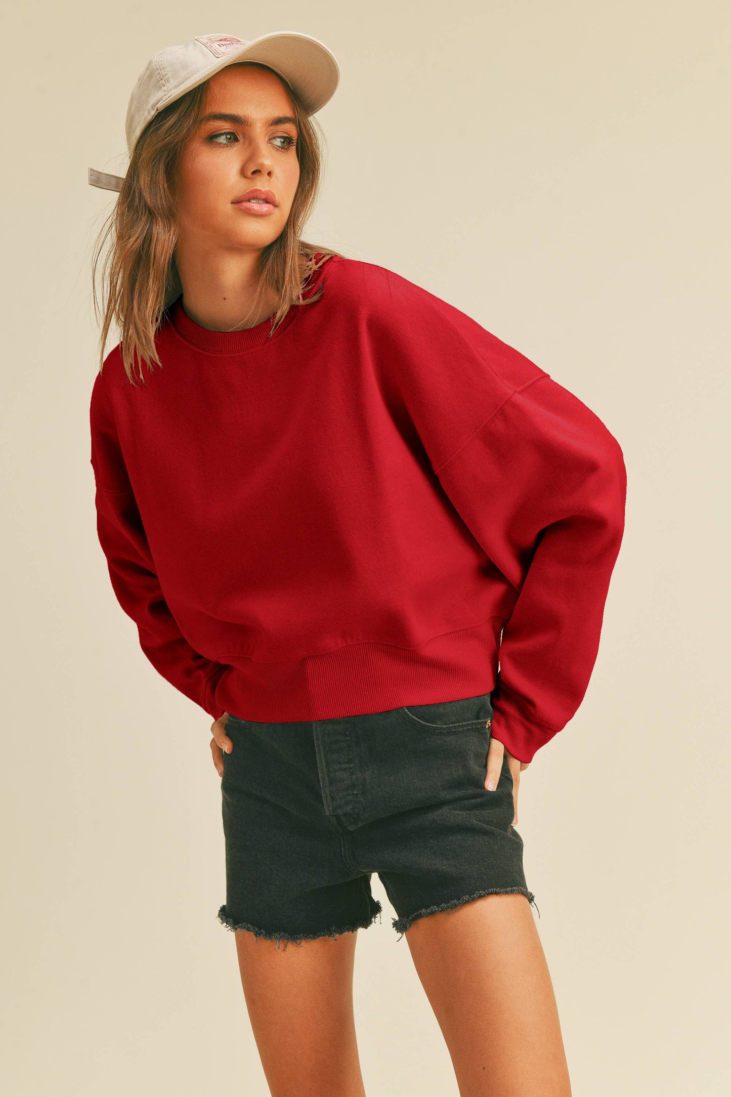 Blank Short Cropped Long Sleeve Sweatshirt
