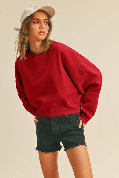 Blank Short Cropped Long Sleeve Sweatshirt
