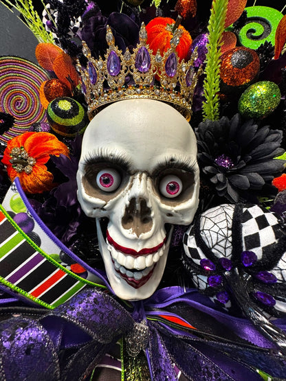 QUEEN OF HALLOWEEN DELUXE XL SKULL WREATH 35x39|9473