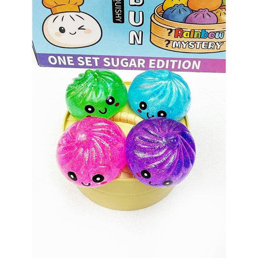 4pc Set Mini Maltose Glitter Dumpling Squishy