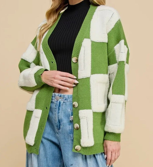 Checkered Green Sweater|374