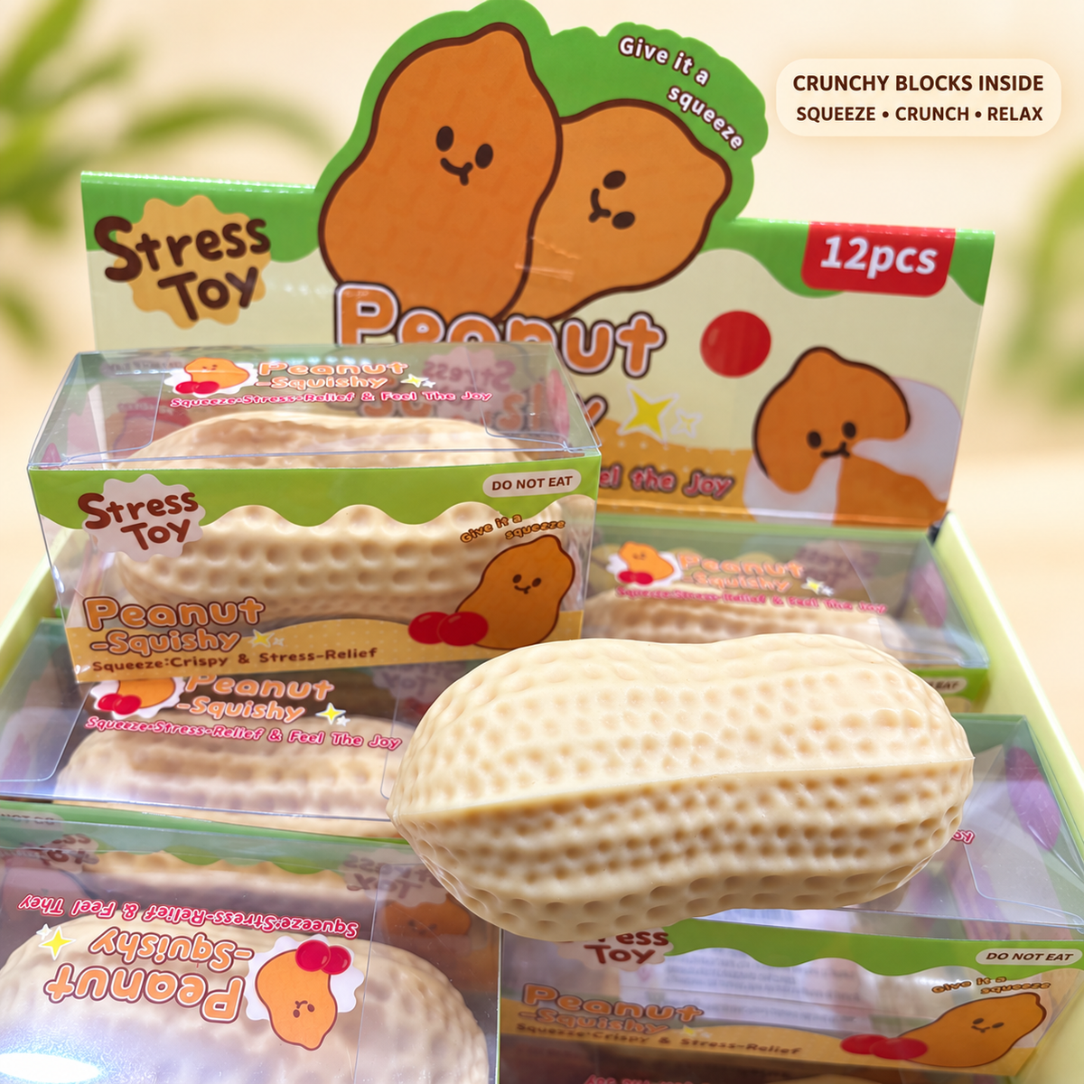 Crunchy Peanut Block Squishy Toy