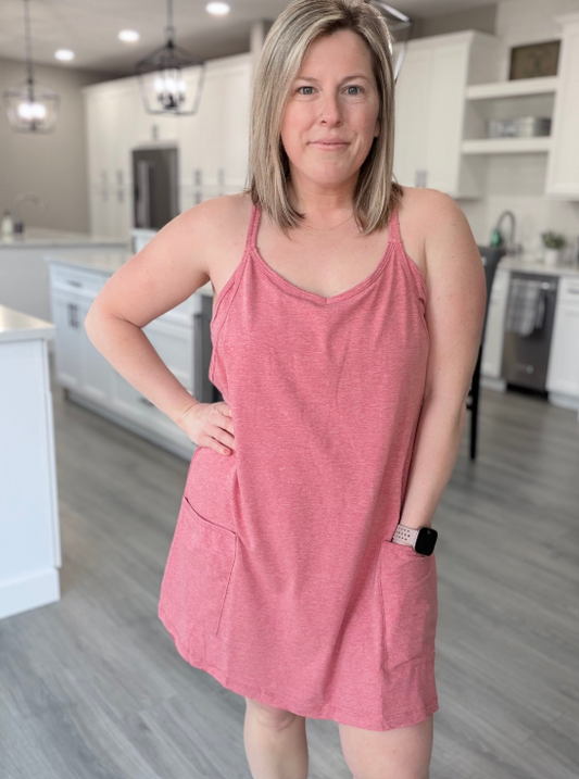 Red Mini Dress with built in Romper Liner- Simply Kane Boutique|9028