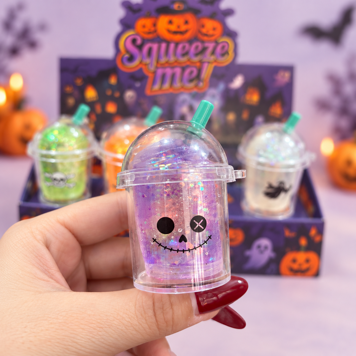 Halloween Milk Tea Cup Squishy Fidget Stress Relief Gift Set