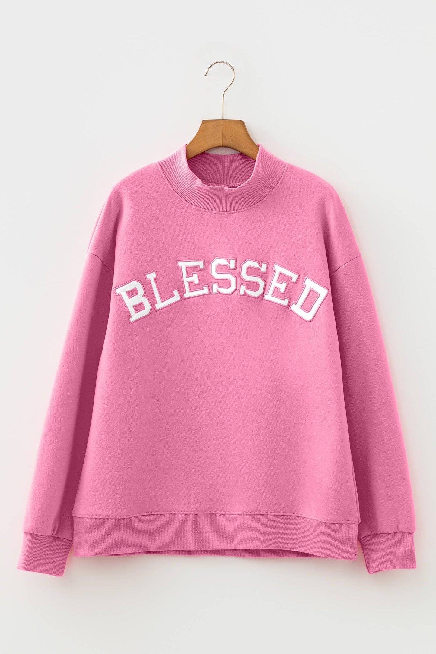 66 Plus Size Blessed Embroidered Mock Neck Sweatshirt (S-4X)