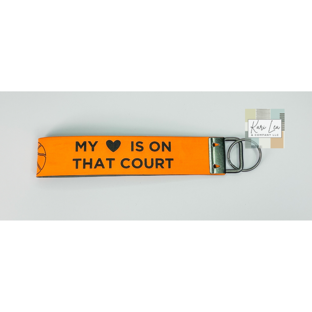 Leather Wristlet - Basketball Mom (Orange)|8247