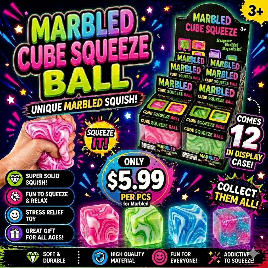 Marbled Cube Squeeze Ball – Viral Swirl Cubes