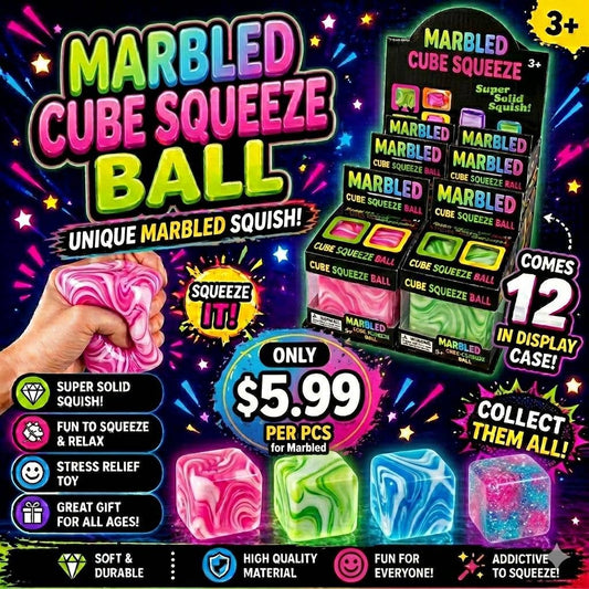 Marbled Cube Squeeze Ball – Viral Swirl Cubes