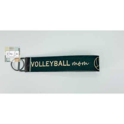 Leather Wristlet - Volleyball Mom (Black/Gold)|8350