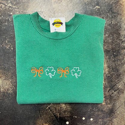 Shamrocks & Bows Green Ribbed Tunic|4710