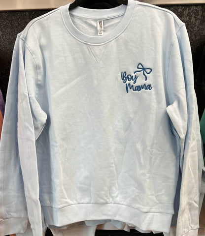 Boy Mama Bow baby blue crewneck|5137