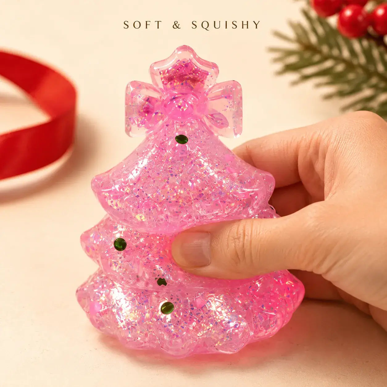 Clear Glitter Christmas Tree Squishy Stress Toy