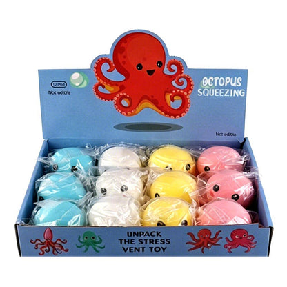 12PCS - Cute Octopus Squeeze Squishy Stress Relief Toy