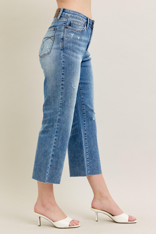 High Waist Cropped Wide Leg Jeans Judy Blue JB88475MD|6173
