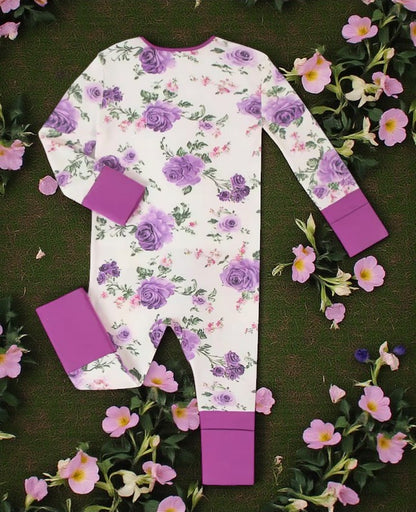Purple Rose Ruffle Bamboo Sleeper|8799