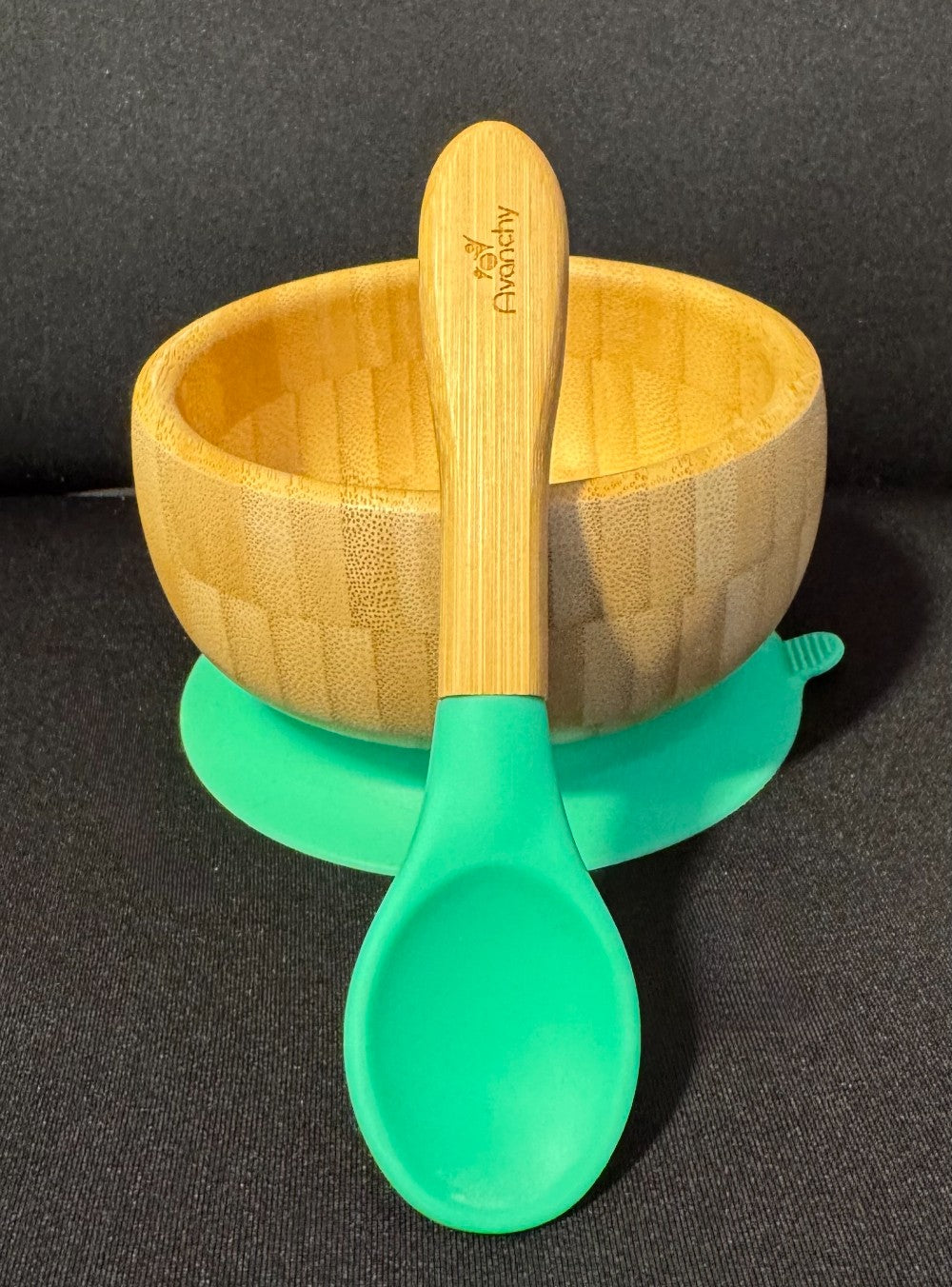 Avanchy Bamboo & Silicone Suction Bowl & Spoon Set|8765