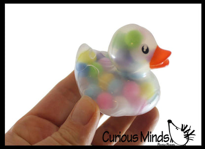 1 Pom Pom Filled Regular 2" Rubber Ducks - Rubber Duckies -