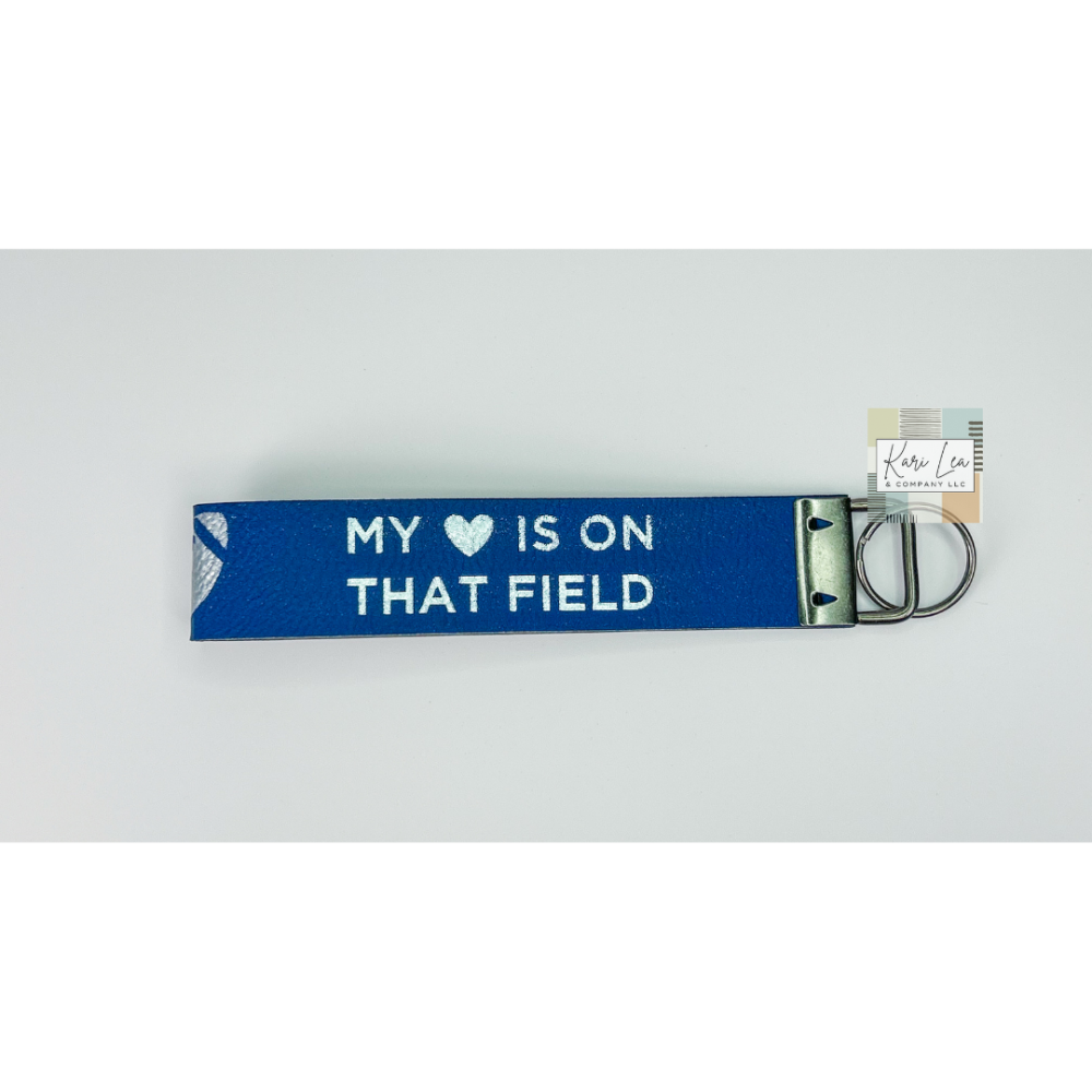 Leather Wristlet - Football Mom (Blue/Silver)|8367