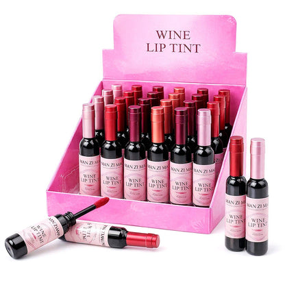24pk Wine Bottle Lip Tint Long Lasting Lip Stain Cute Makeup