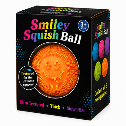 Smiley Squish Ball – Citrus Orange | Textured Slow-Rise 6/24