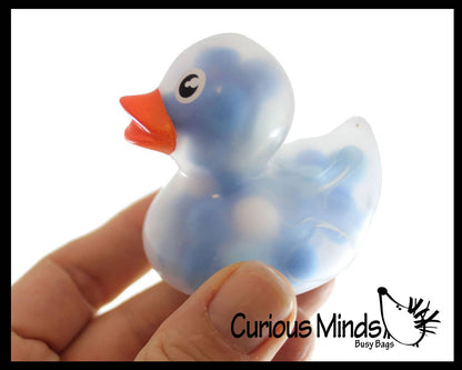 1 Pom Pom Filled Regular 2" Rubber Ducks - Rubber Duckies -