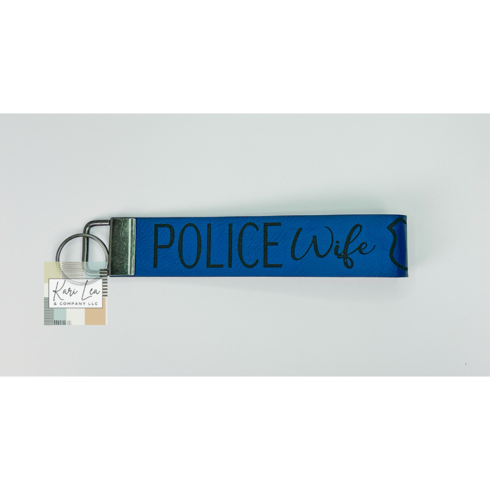 Leather Wristlet - Police Wife (Blue/Black)|8227