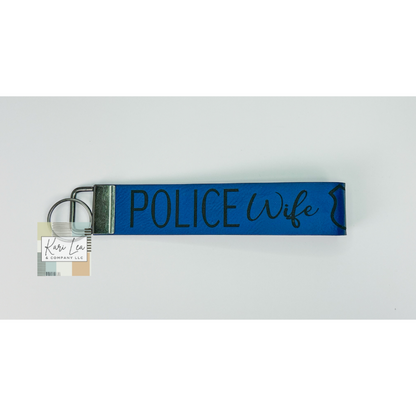 Leather Wristlet - Police Wife (Blue/Black)|8227