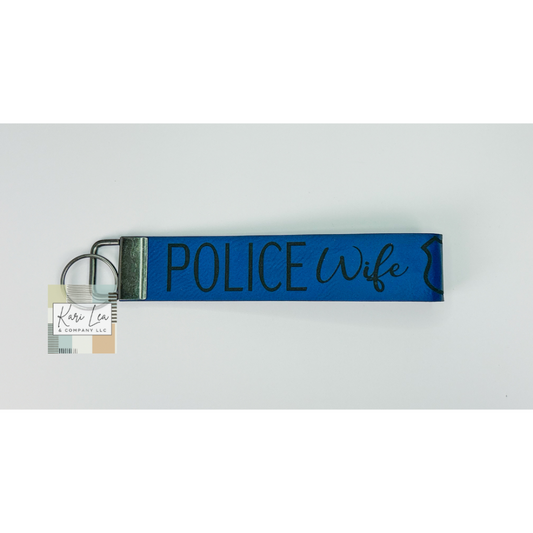 Leather Wristlet - Police Wife (Blue/Black)|8227