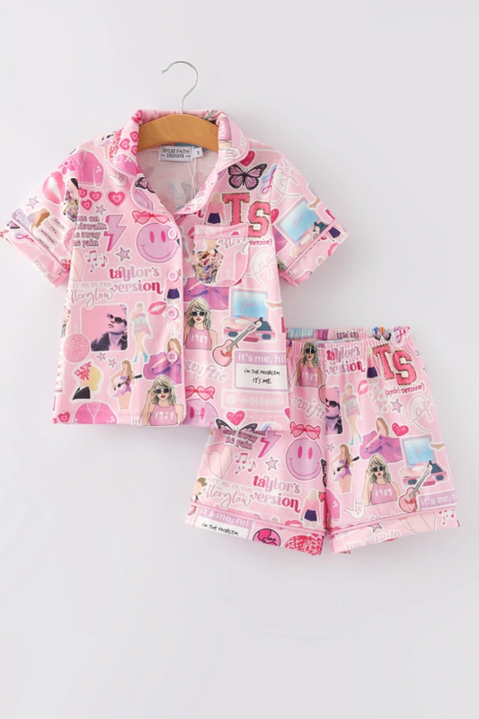 Pink Tay Pajama Shorts Set|6156
