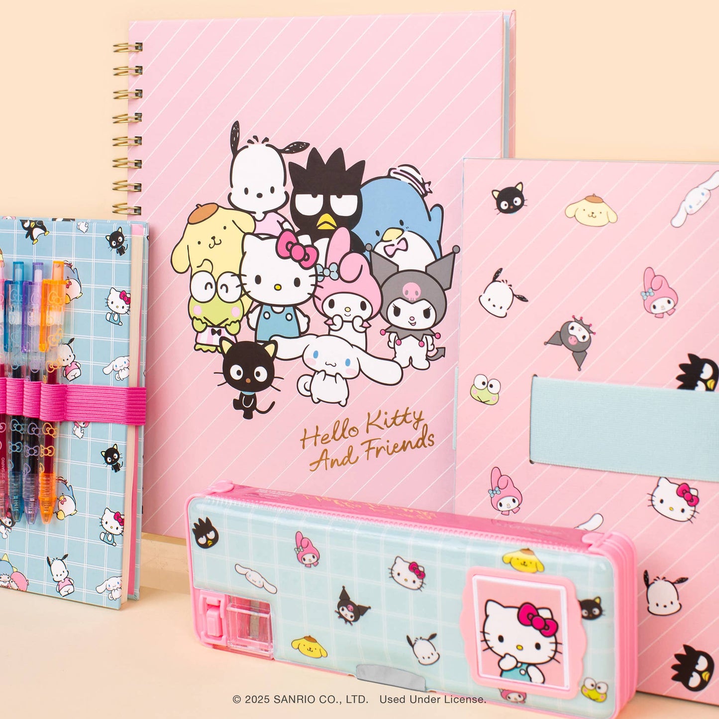 Hello Kitty and Friends Blue Grid Pencil Case